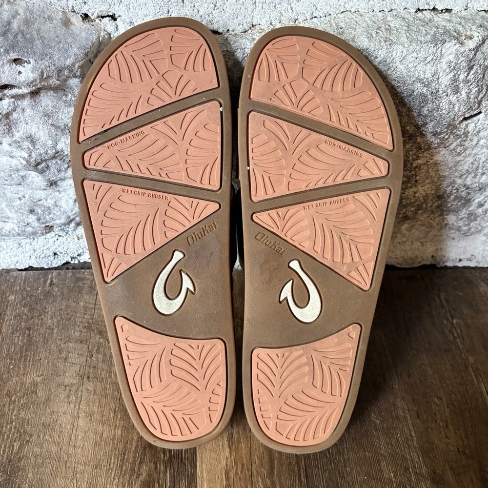 OluKai Kipea Olu Slide Slip On Sandals Sahara Cognac Tan Brown Womens 8 - Picture 3 of 4